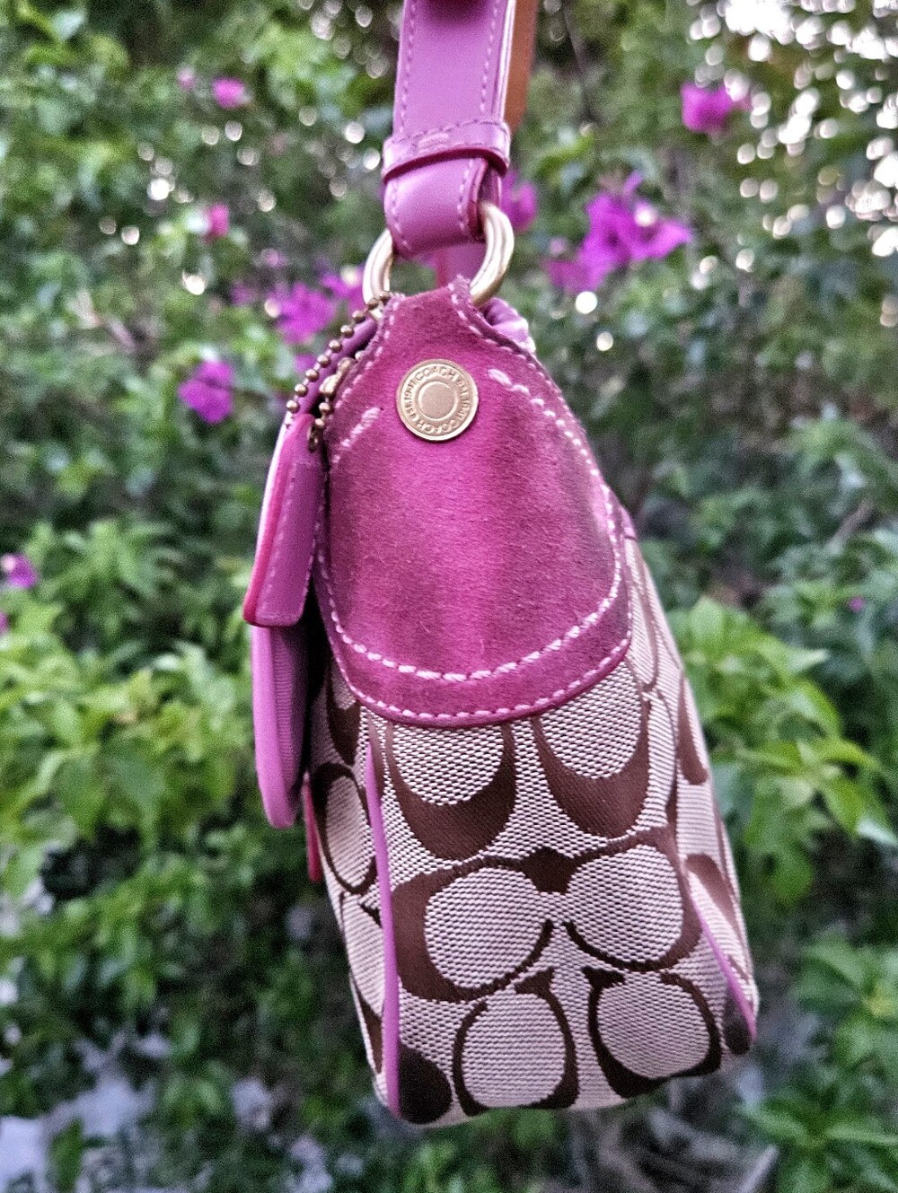 Vintage Coach 1482 Pink Signature Soho Buckle Shoulder Bag Hangtag Y2K - Picture 3 of 15